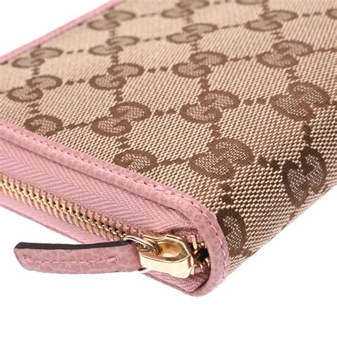 Gucci Women's Beige GG Canvas & Red Leatehr Long Wallet 